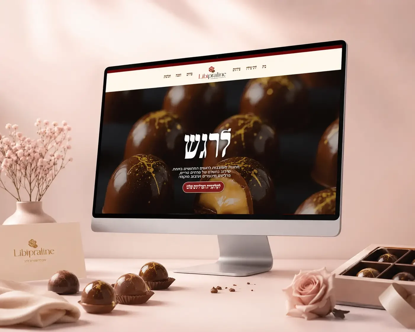 בניית אתר תדמית לבוטיק שוקולדים ופרחים